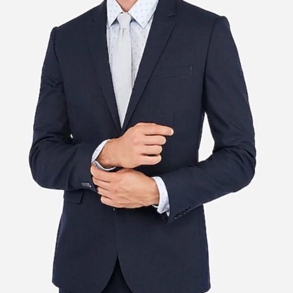 Extra Slim Navy Cotton Blend Stretch Suit Jacket 42 short blazer express - Picture 1 of 4
